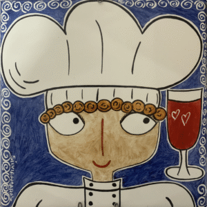 Azulejo Decorativo Chef com Taça - Arte Exclusiva