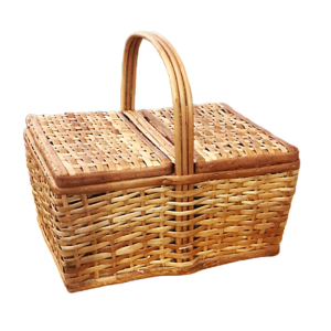 Cesta de Piquenique em Vime Natural com Tampa Dupla