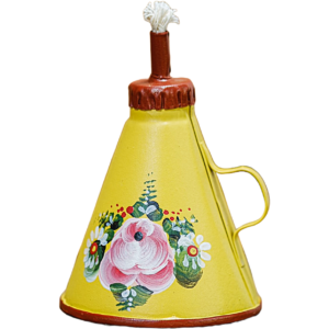 Candeeiro de Metal Pintado à Mão - Amarelo