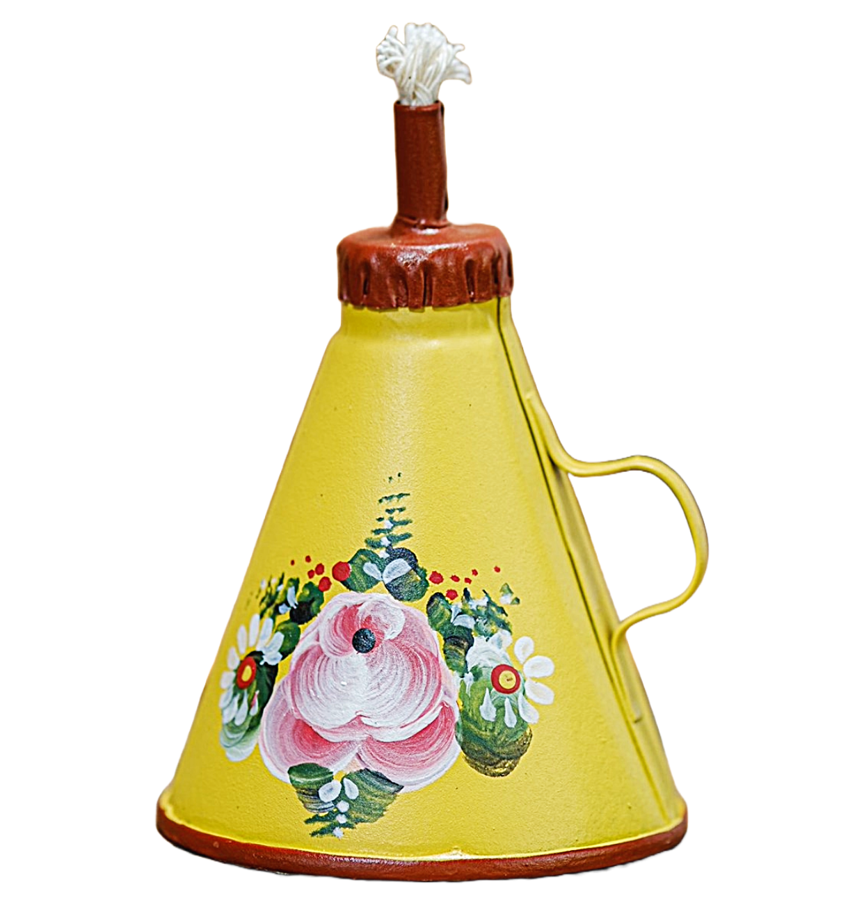 Candeeiro de Metal Pintado à Mão - Amarelo