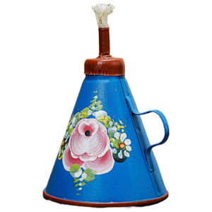 Candeeiro de Metal Pintado à Mão - Azul