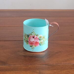 Caneca Decorativa de Metal Pintada à Mão - Cinza