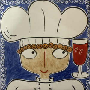 Azulejo Decorativo Chef com Taça - Arte Exclusiva